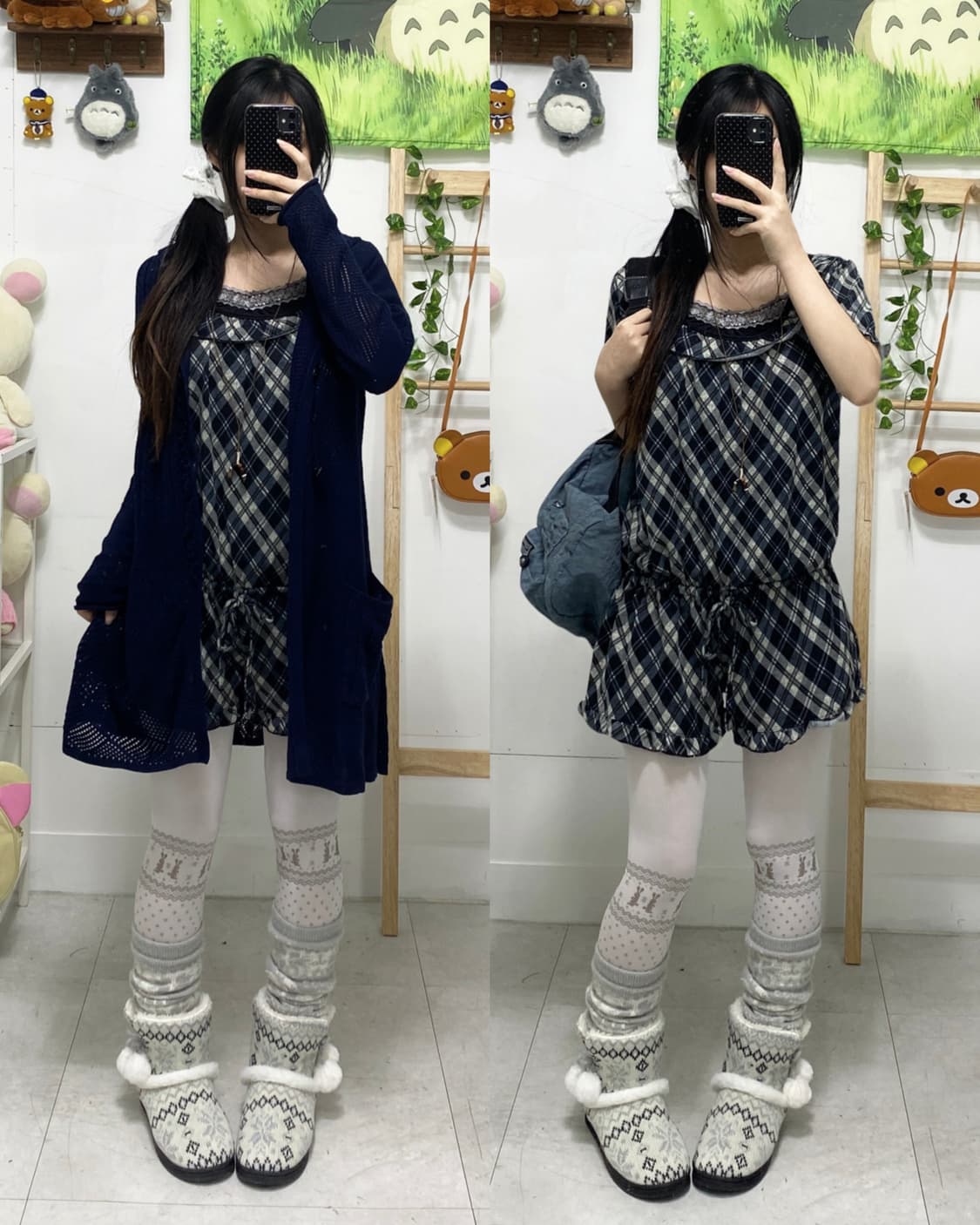 ꒰ঌ 네이비 체크 세트 ໒꒱ 상품이미지1