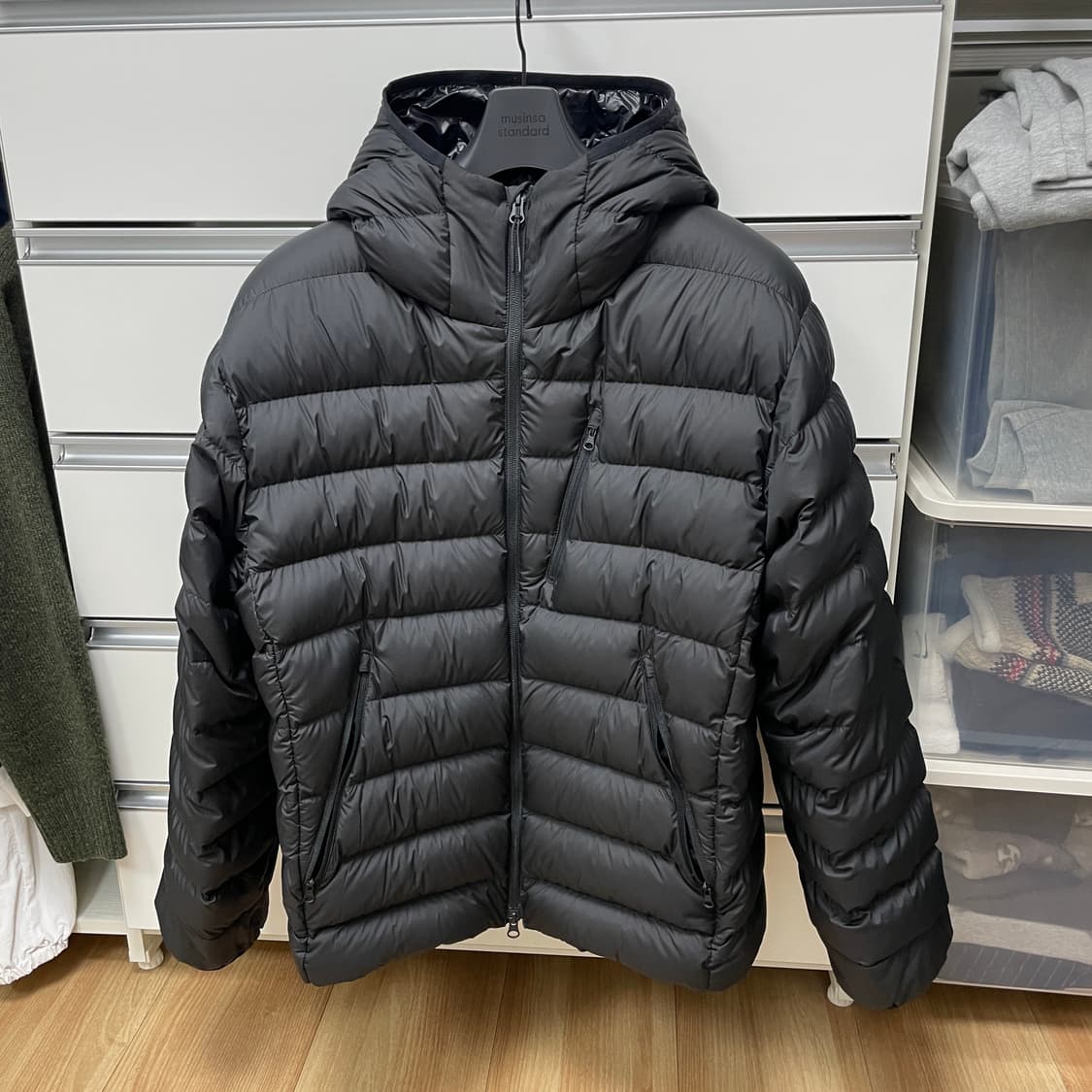 무탠다드 시티레저 후드 라이트다운 자켓 블랙 2XL 상품이미지1