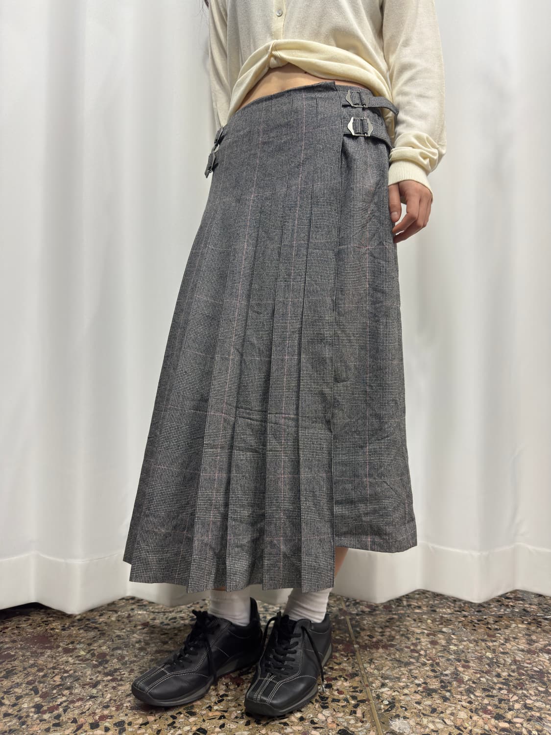 check buckle pleats skirt 상품이미지3