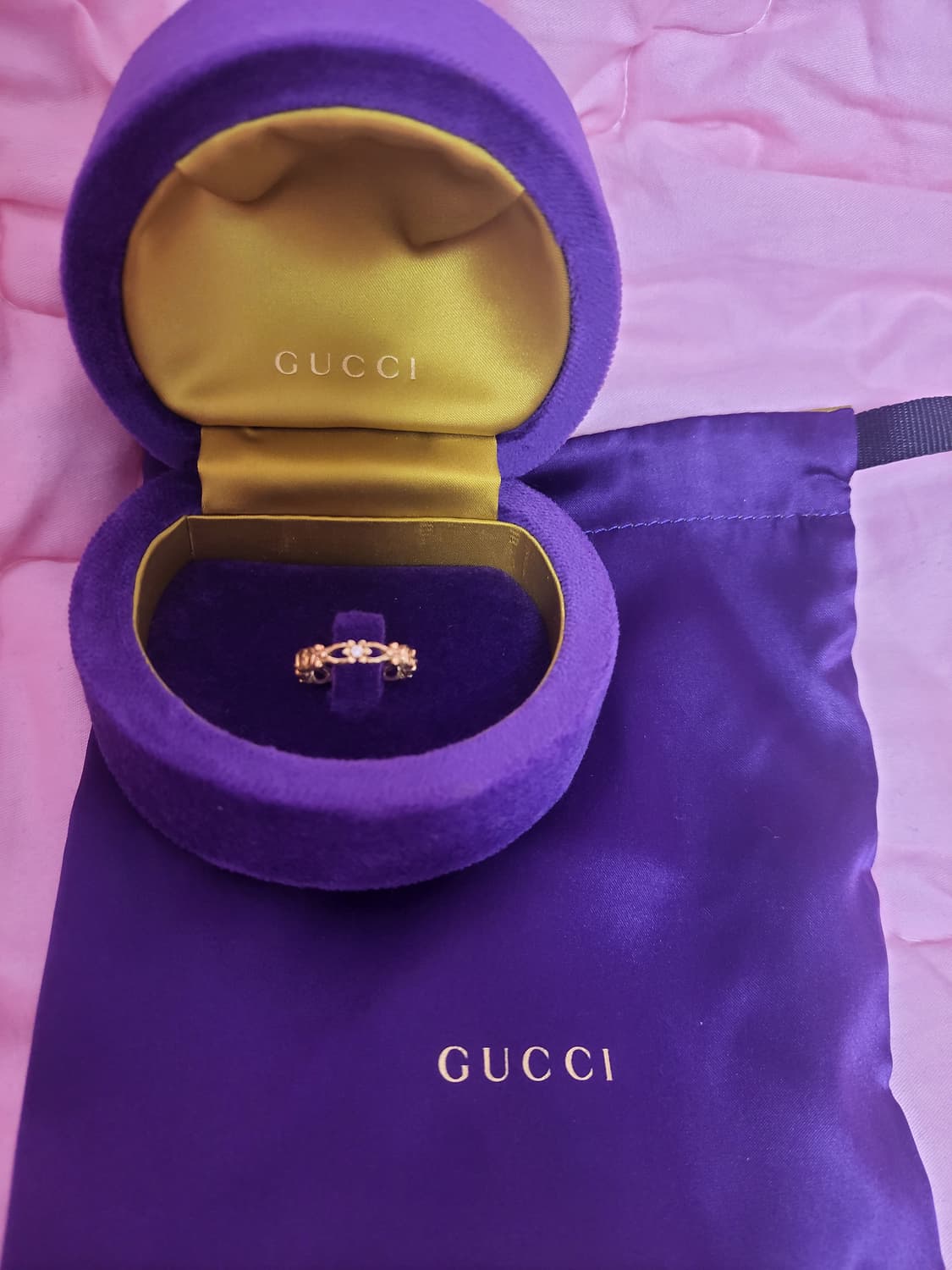 정품)급처상태좋음!구찌 18k 다이아몬드 장식 구찌로고 플로라 링 꽃반지 상품이미지2