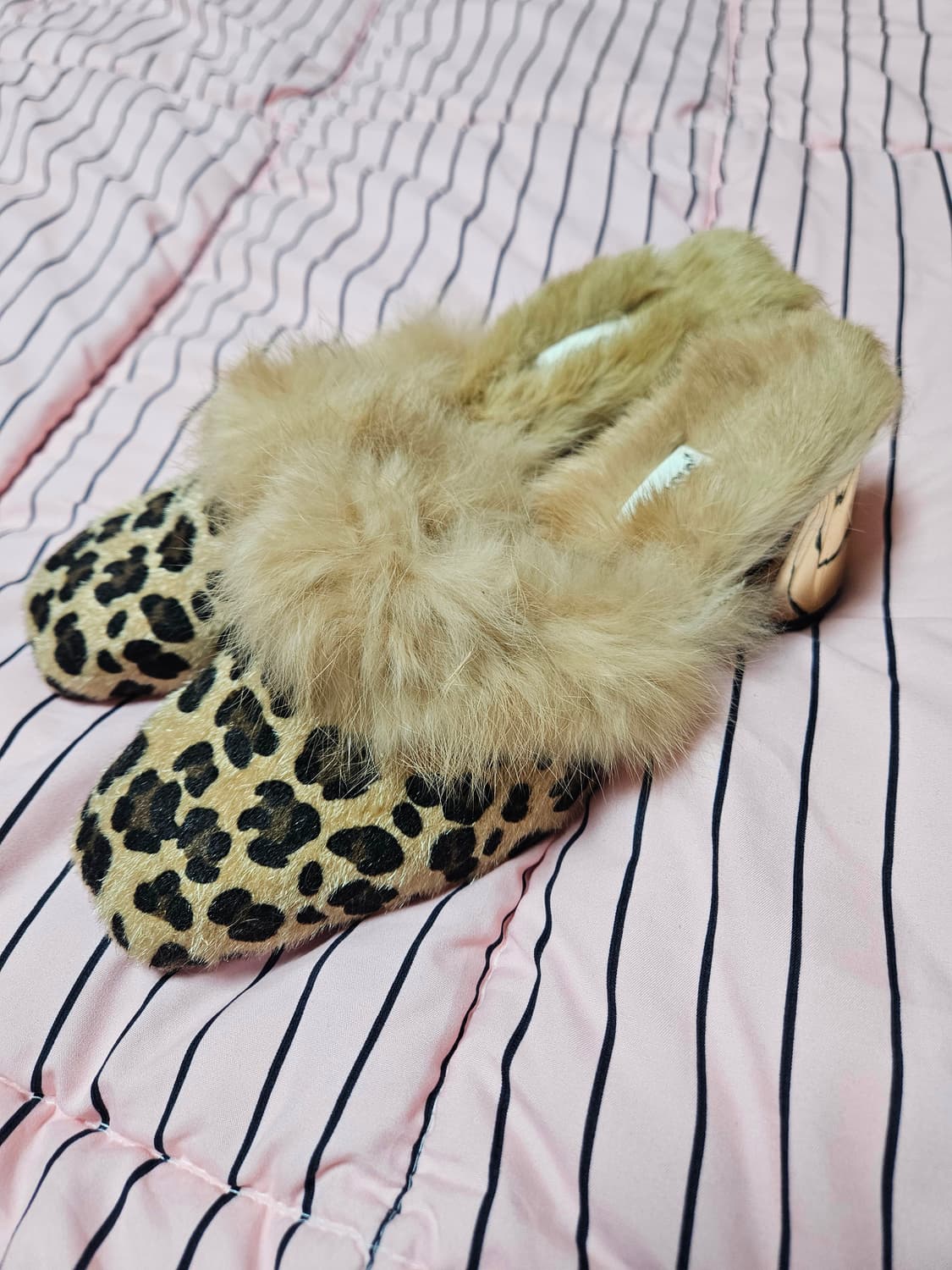 (새상품)갸루 구두7cm 굽 호피 레오파드 송치 슬립온 뮬 상품이미지2