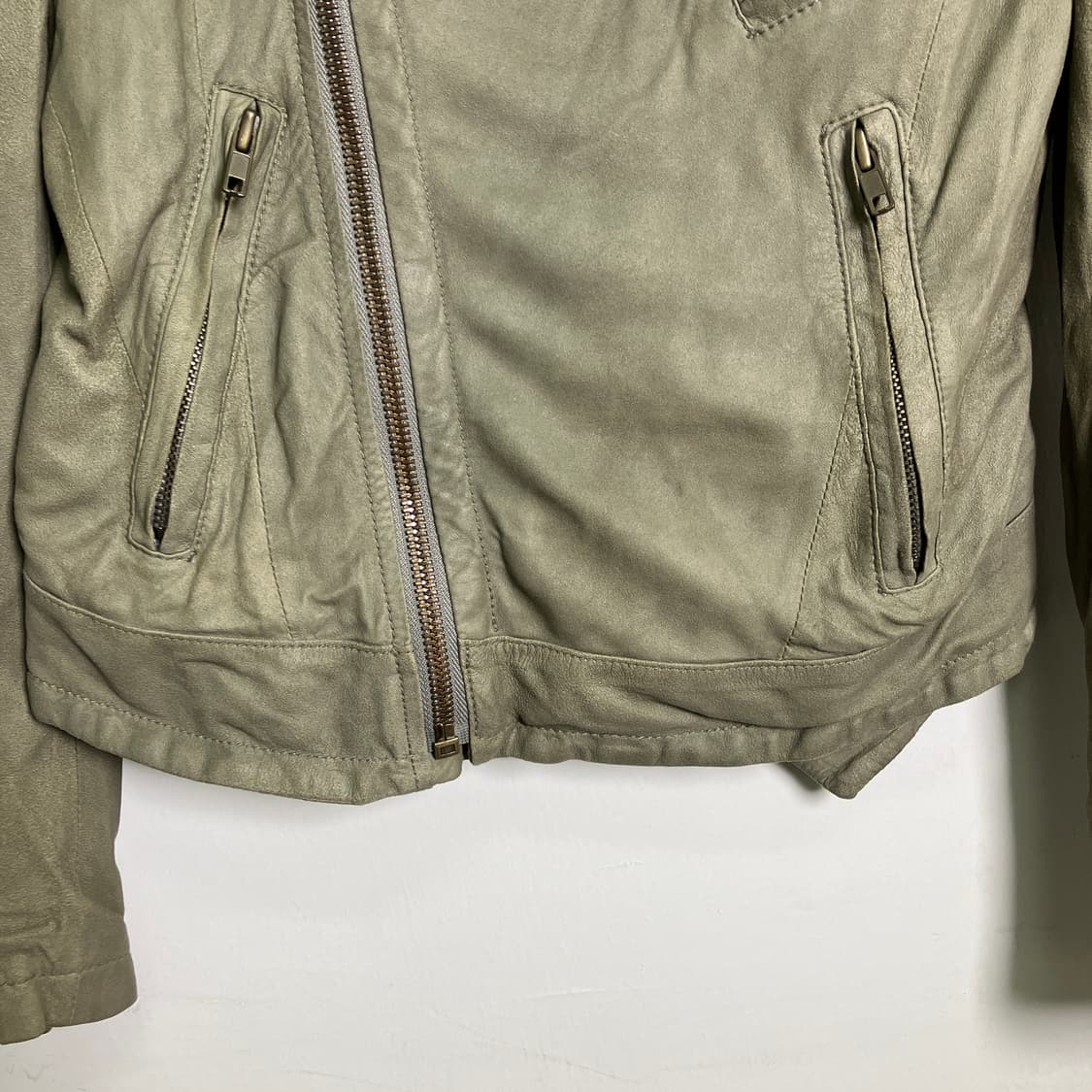 시스템 사선 지퍼 드레이프 가죽 자켓 상품이미지7