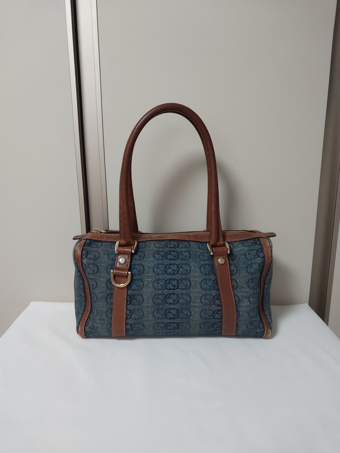 구찌 빈티지 블루 데님 보스턴백 상품이미지3