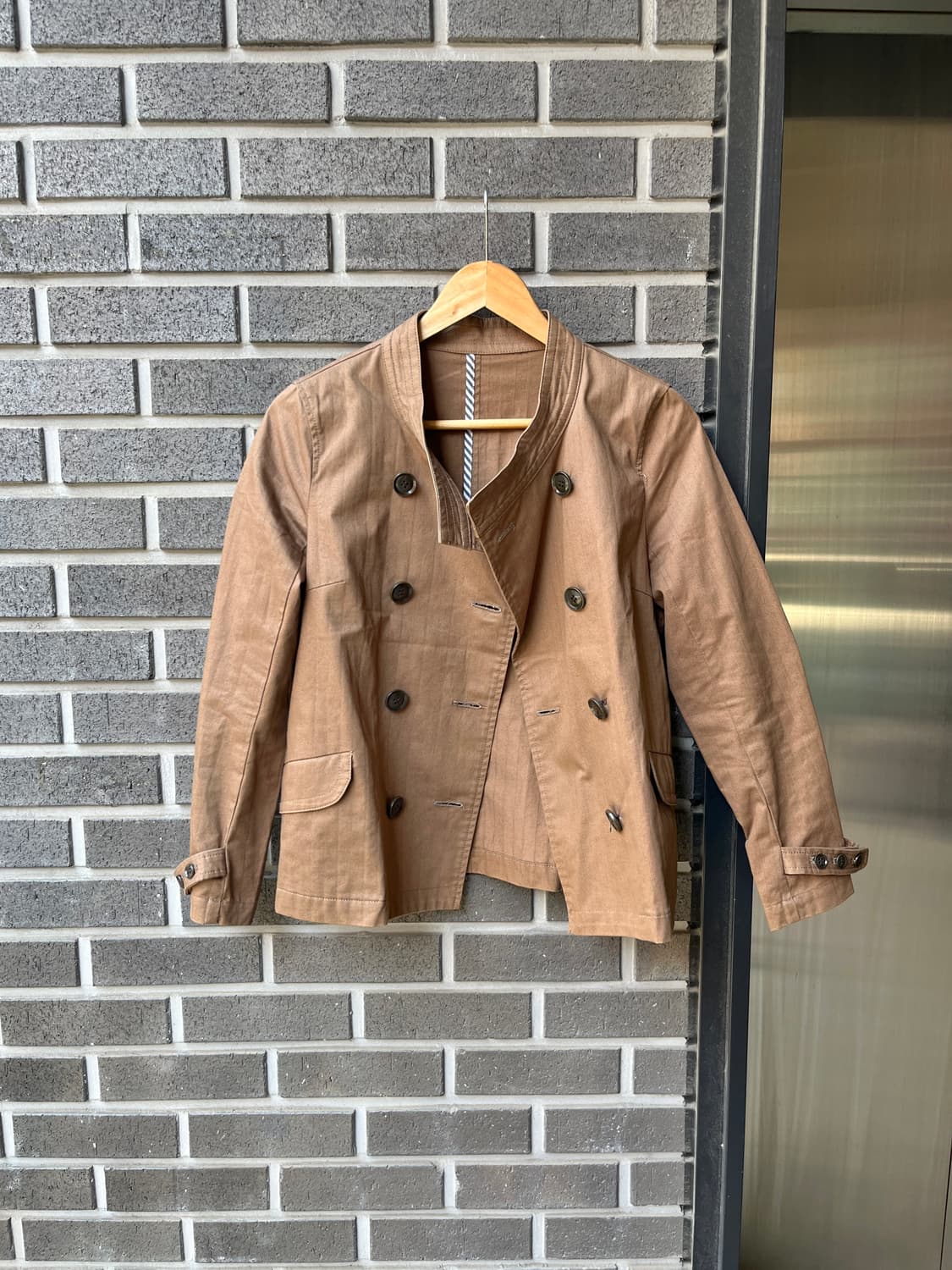 더블브레스트 코튼 자켓 카멜 상품이미지1