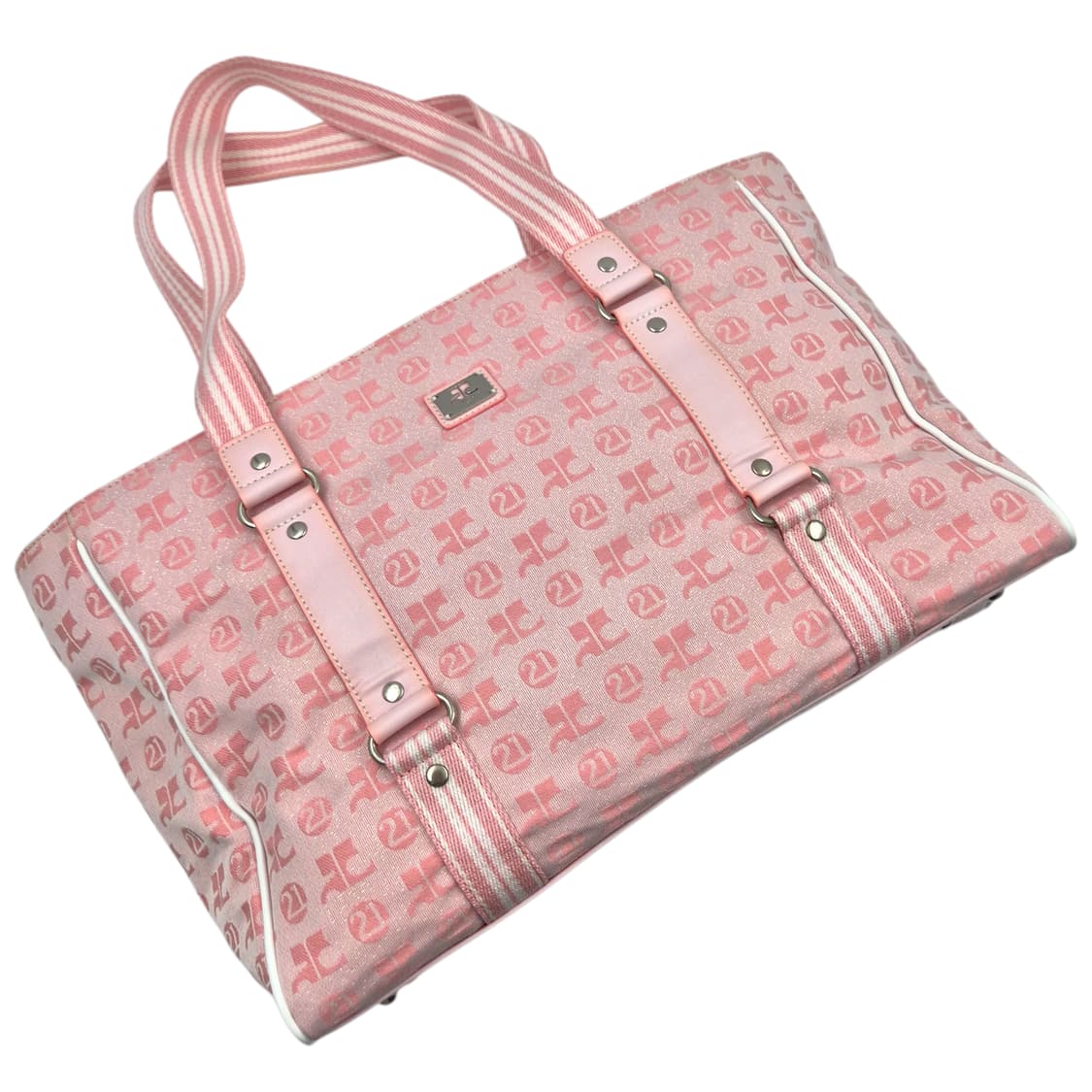 00s 꾸레쥬 핑크 자수 글리터 21 빅 쇼퍼백 상품이미지3