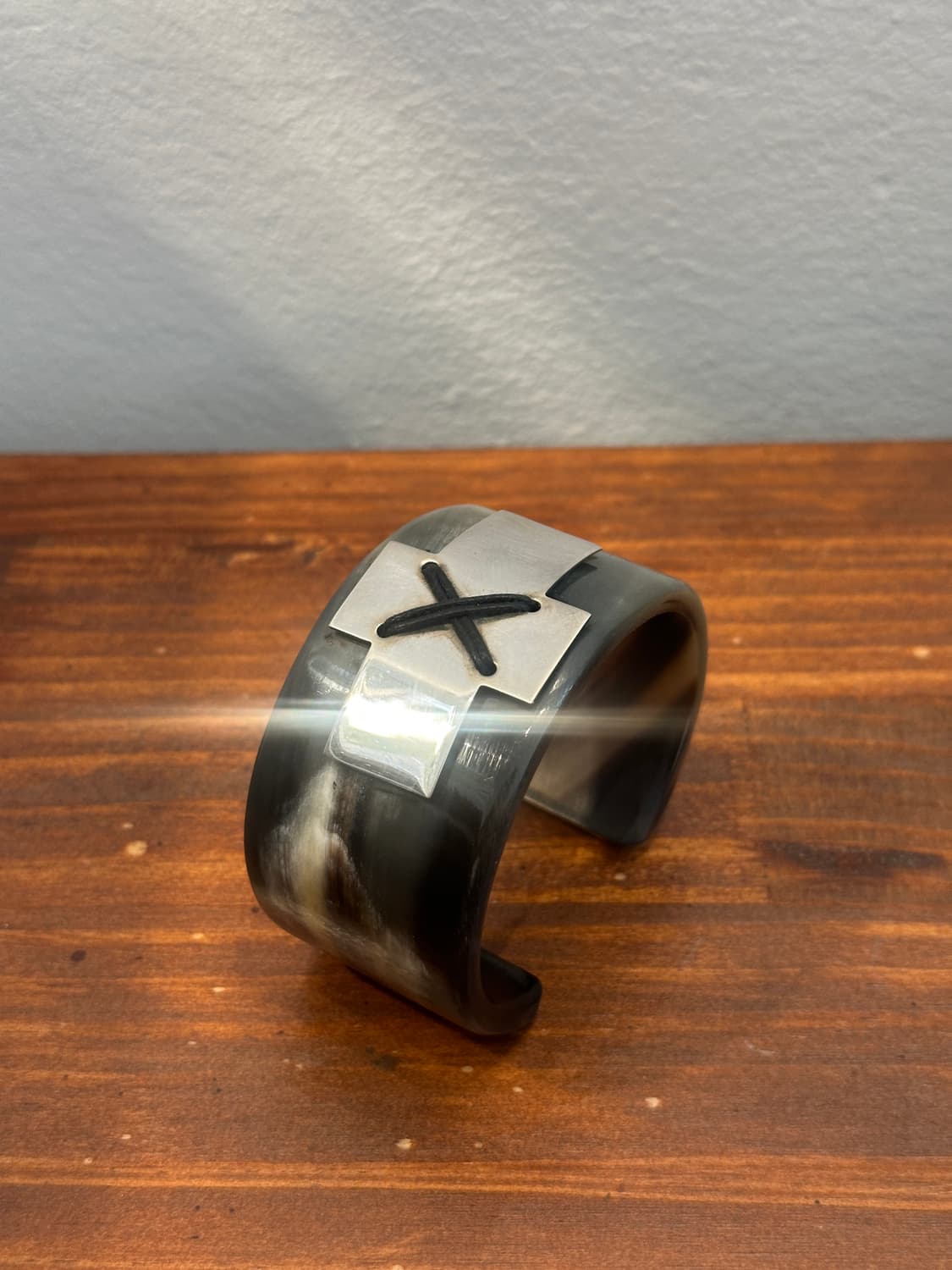 Vintage Horn & 925 Silver Cross Bangle 상품이미지2