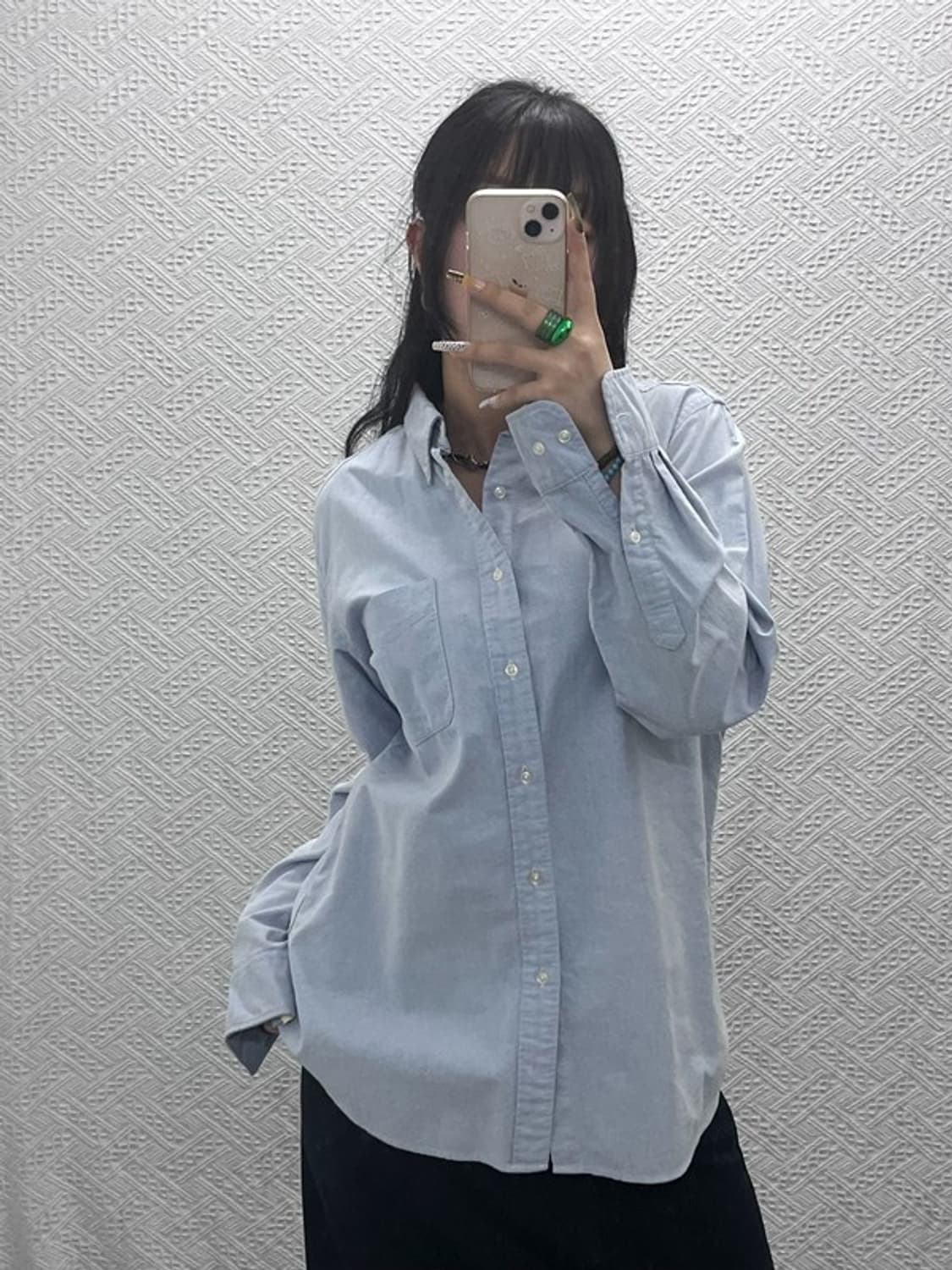 유니클로 빈티지 모던캐주얼 라이트블루 셔츠 L C08085 상품이미지1