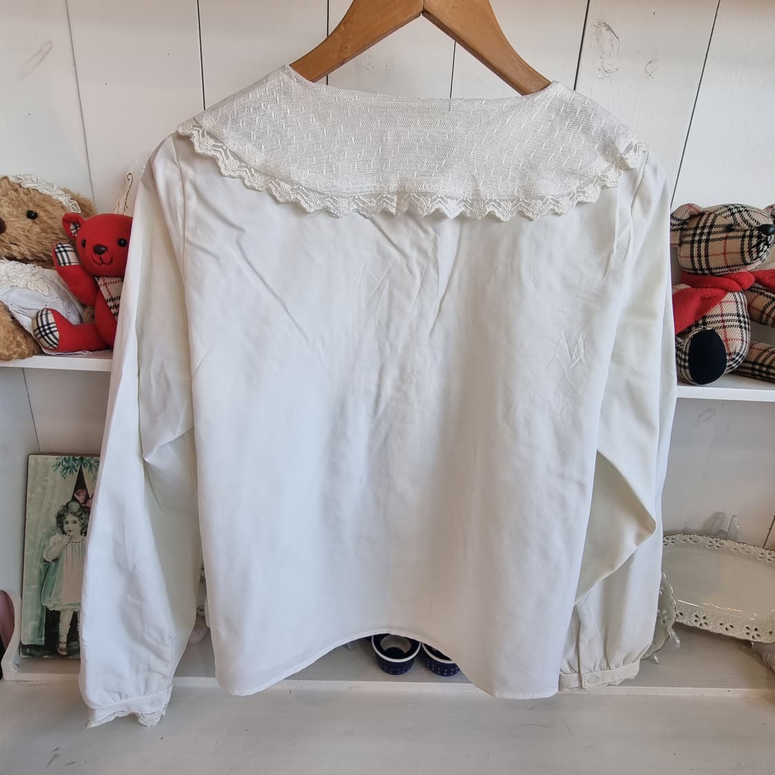 빈티지 레이스 칼라 블라우스 화이트 상품이미지6