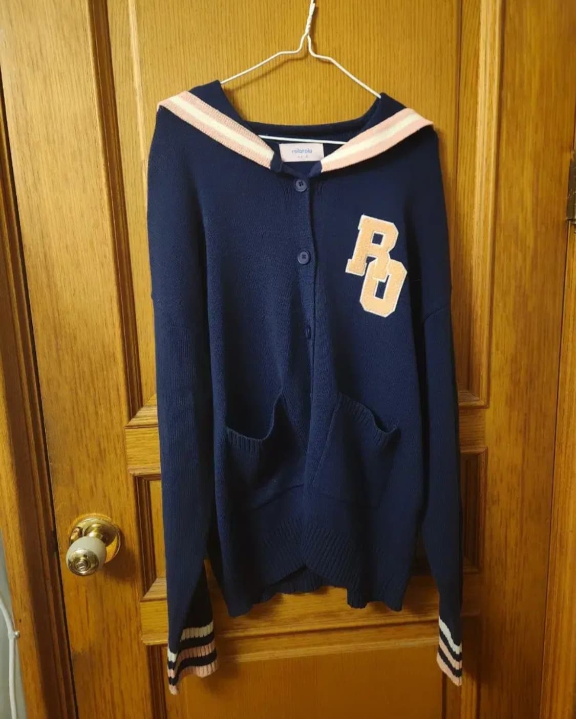 로라로라 루즈핏 오버사이즈 세일러 세라복 가디건 남색 상품이미지3