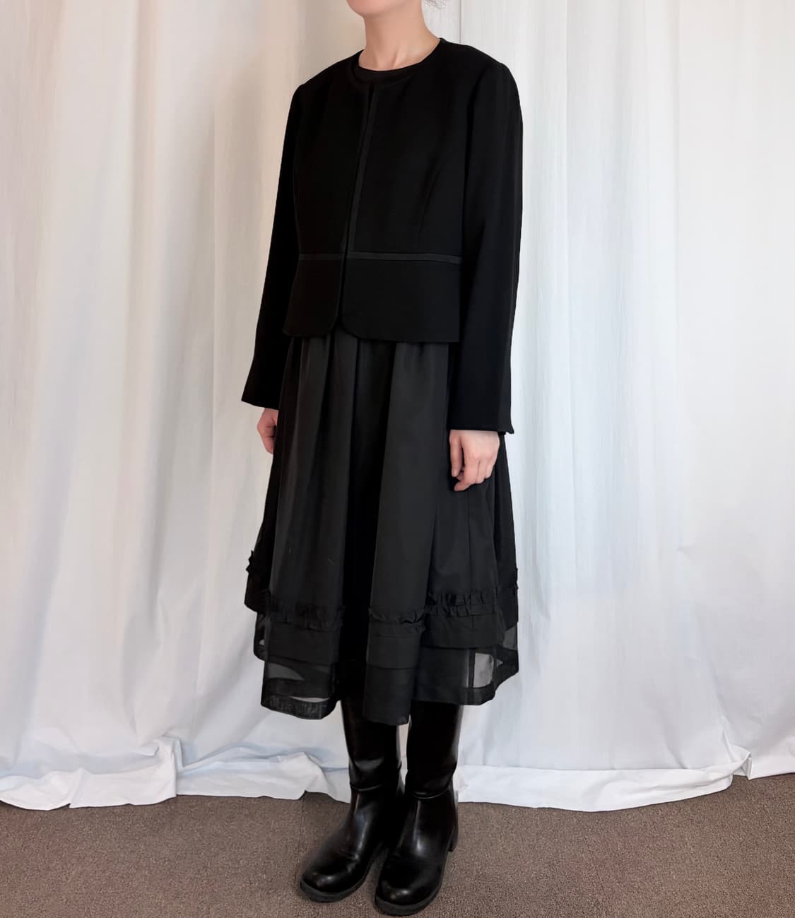 Collarless Blazer - Black 상품이미지4