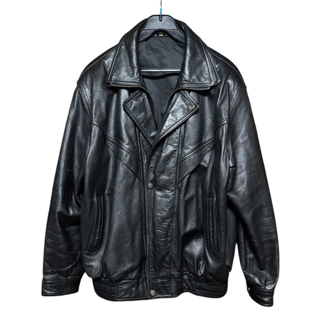 [VTG] 빈티지 카우레더 소가죽 하이넥 라이딩 자켓 XL 상품이미지1