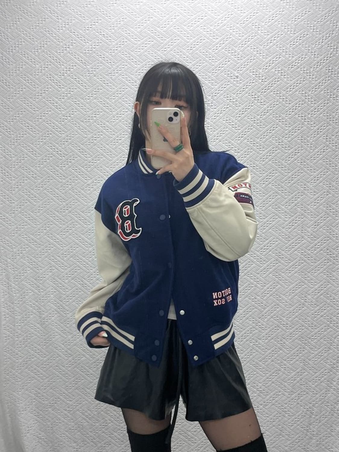 MLB 보스턴 레드삭스 스트릿 펑크 자수 울 바시티자켓 S C09158 상품이미지1