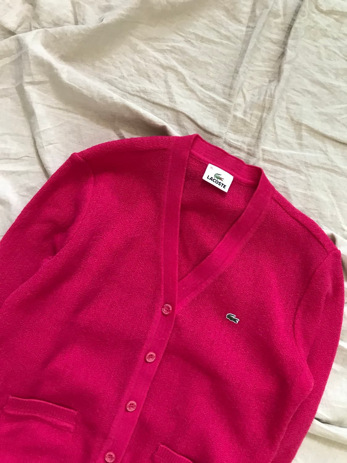 라코스테 로고 핑크 니트 가디건 상품이미지7
