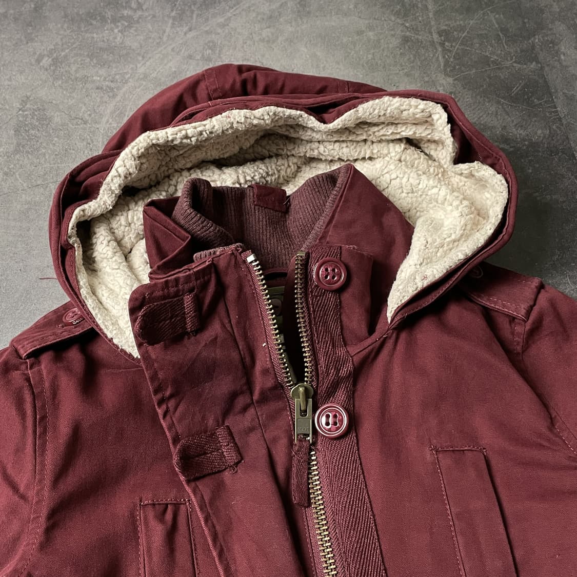 GARAGE 빈티지 와인 퀄팅안감 후드파카 A00336 상품이미지2