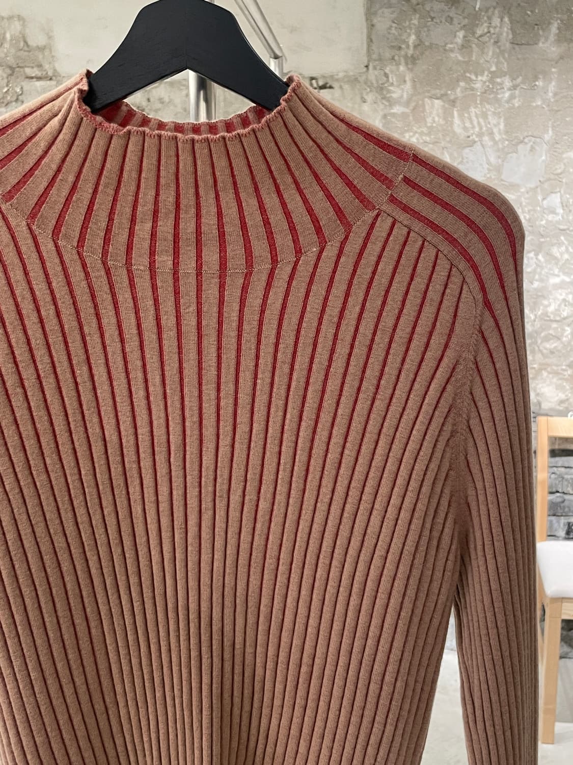 버버리 런던 베이지 패널 골지 슬림 니트 상품이미지3