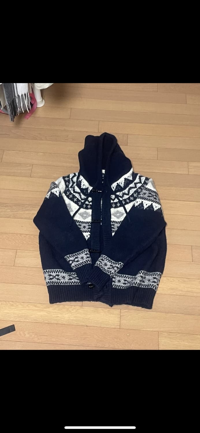 라퍼지스토어 울 자카드 후드 니트 가디건 상품이미지1
