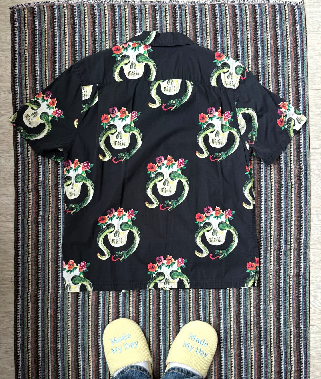 스투시 스컬 오픈카라 셔츠 상품이미지4