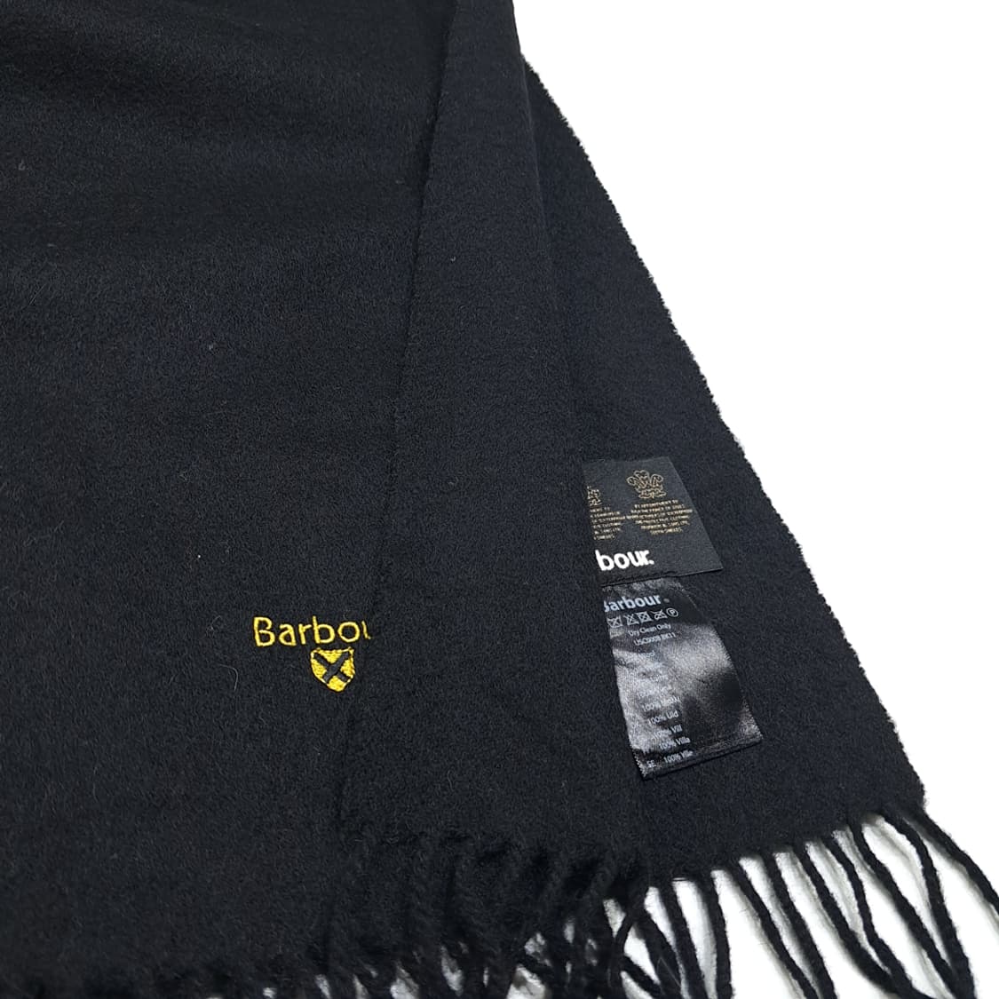 MX441 바버 울 3로얄워런트 옐로우로고 블랙 머플러 목도리 상품이미지6