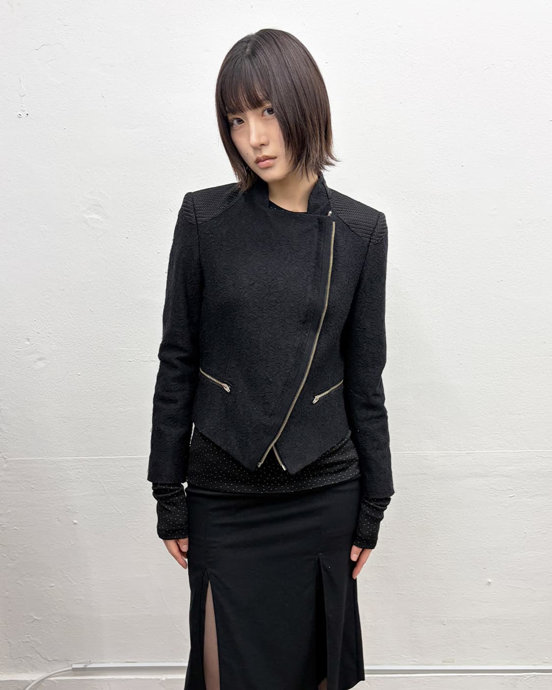 빈티지 플로럴 패턴 모토 자켓 상품이미지1