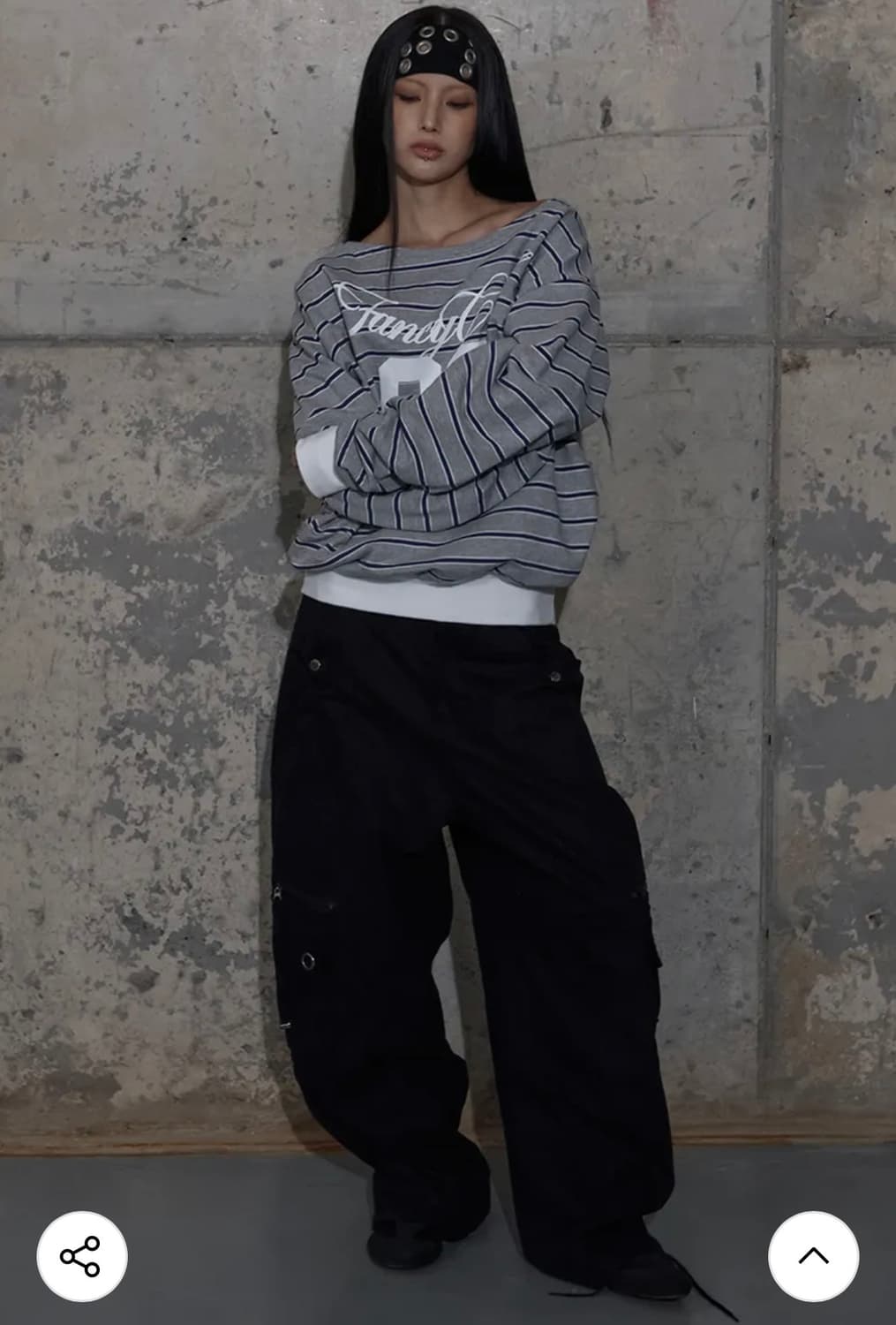 팬시클럽 크로스 포켓 카고 팬츠 블랙 상품이미지1