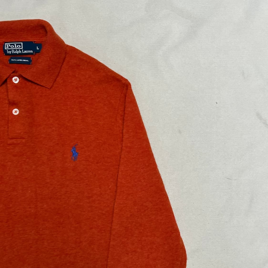L 폴로랄프로렌 블루 포니 램스울 오렌지 카라 니트 상품이미지1