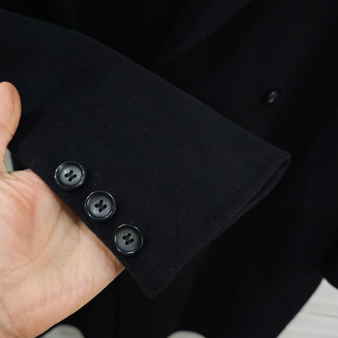 JAPAN 빈티지 캐시미어 울 블랙 롱 코트- XL-XXL 상품이미지4