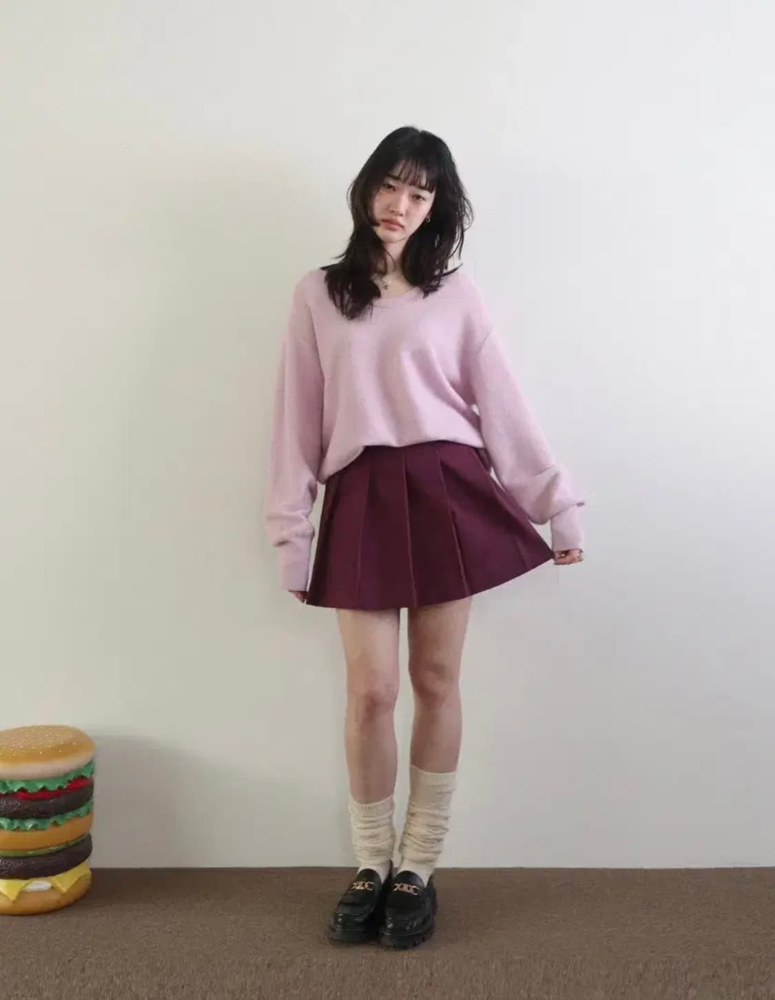 쉬이즈큐트 플리츠 스커트 plum 상품이미지1