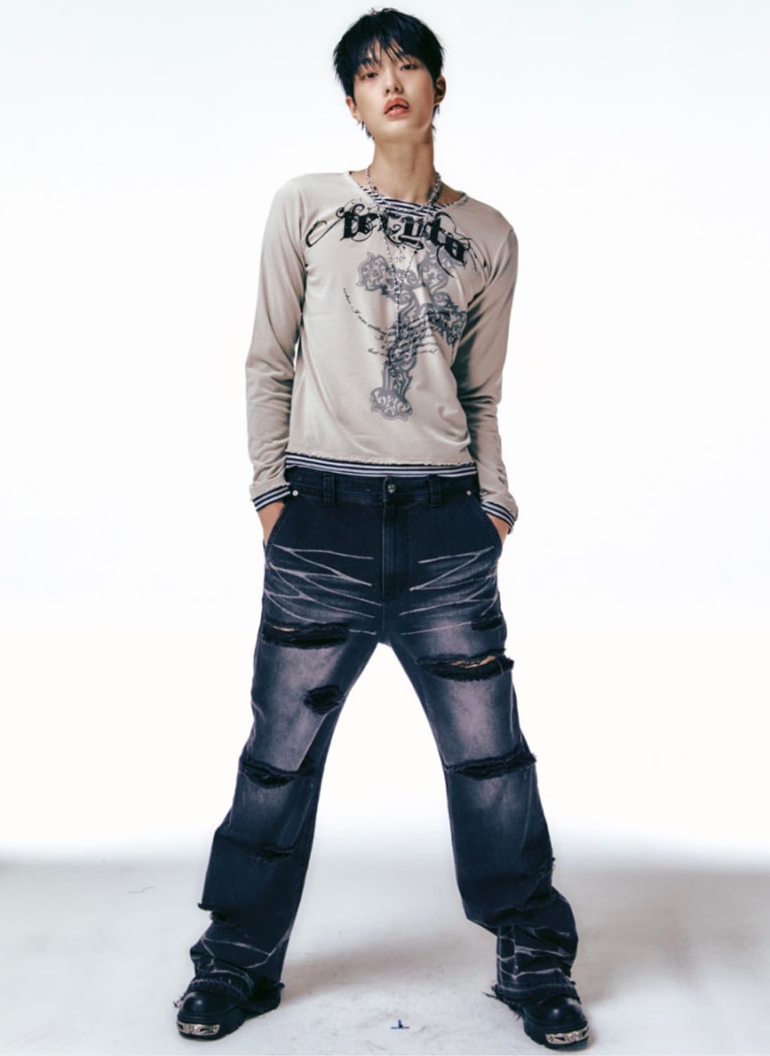 LECYTO[레씨토] Xenon Cross Stripe T-Shirt_[ 상품이미지4