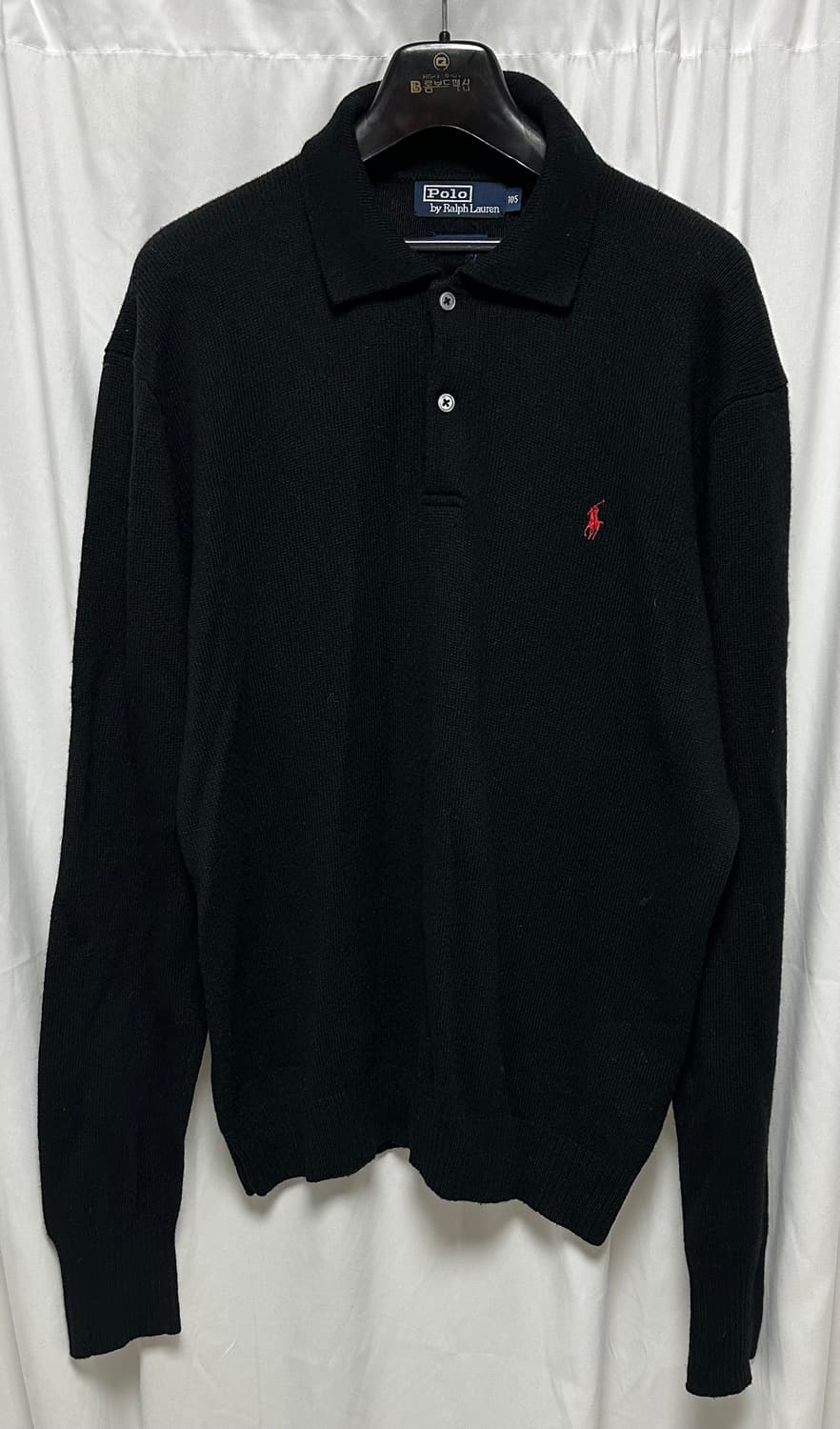 no.97 폴로 랄프로렌 램스울 블랙 카라니트 105 상태s급 상품이미지1