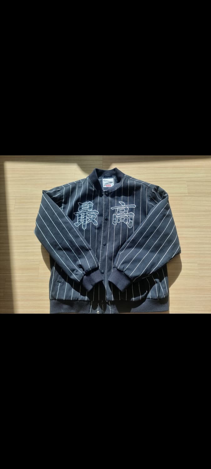 슈프림 19S/S 최고 핀스트라이프 바시티 자켓 xl 블랙 상품이미지1