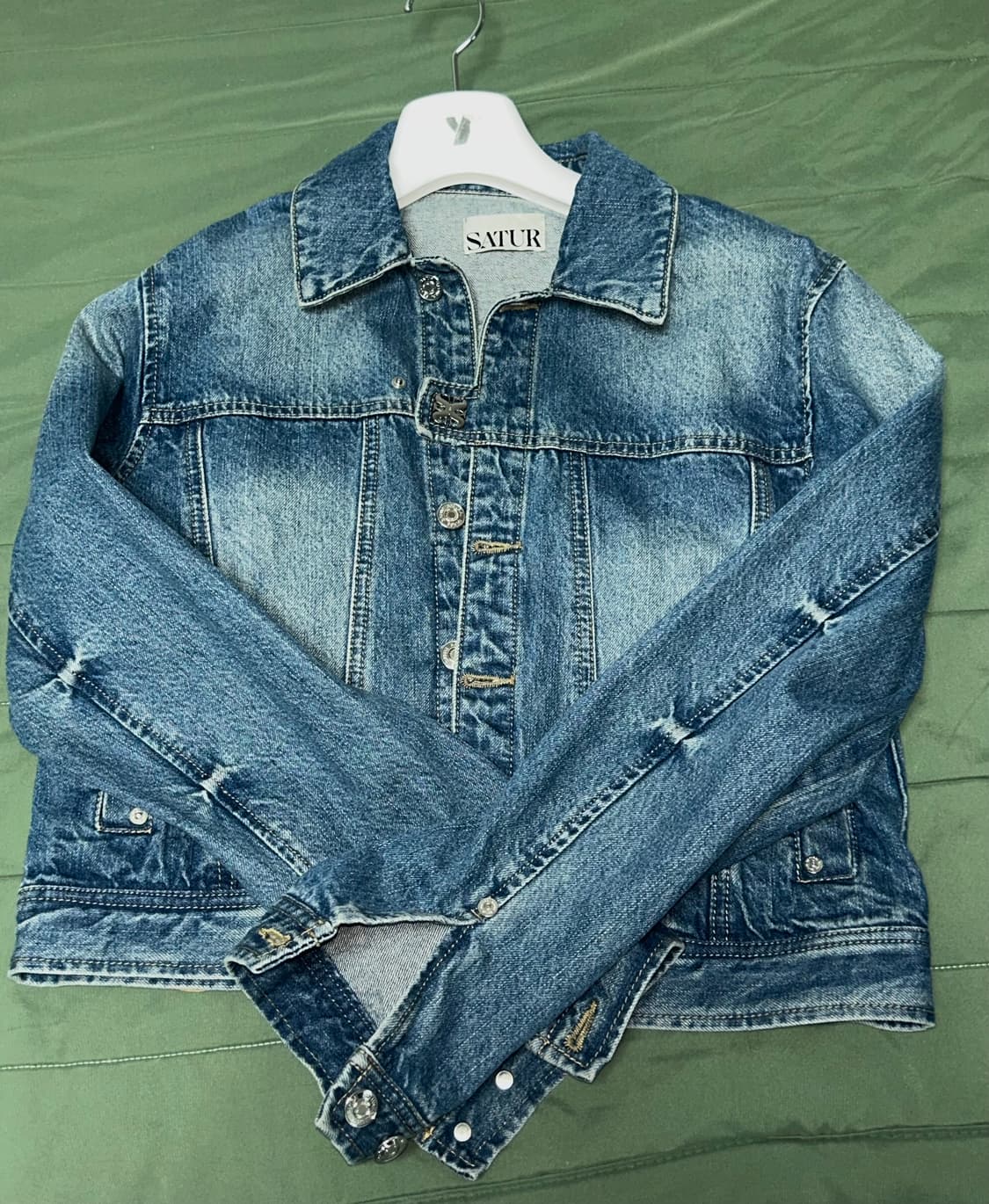 세터 심볼 브로치 데님 트러커 자켓 유니온 워시드 블루 청자켓 상품이미지2
