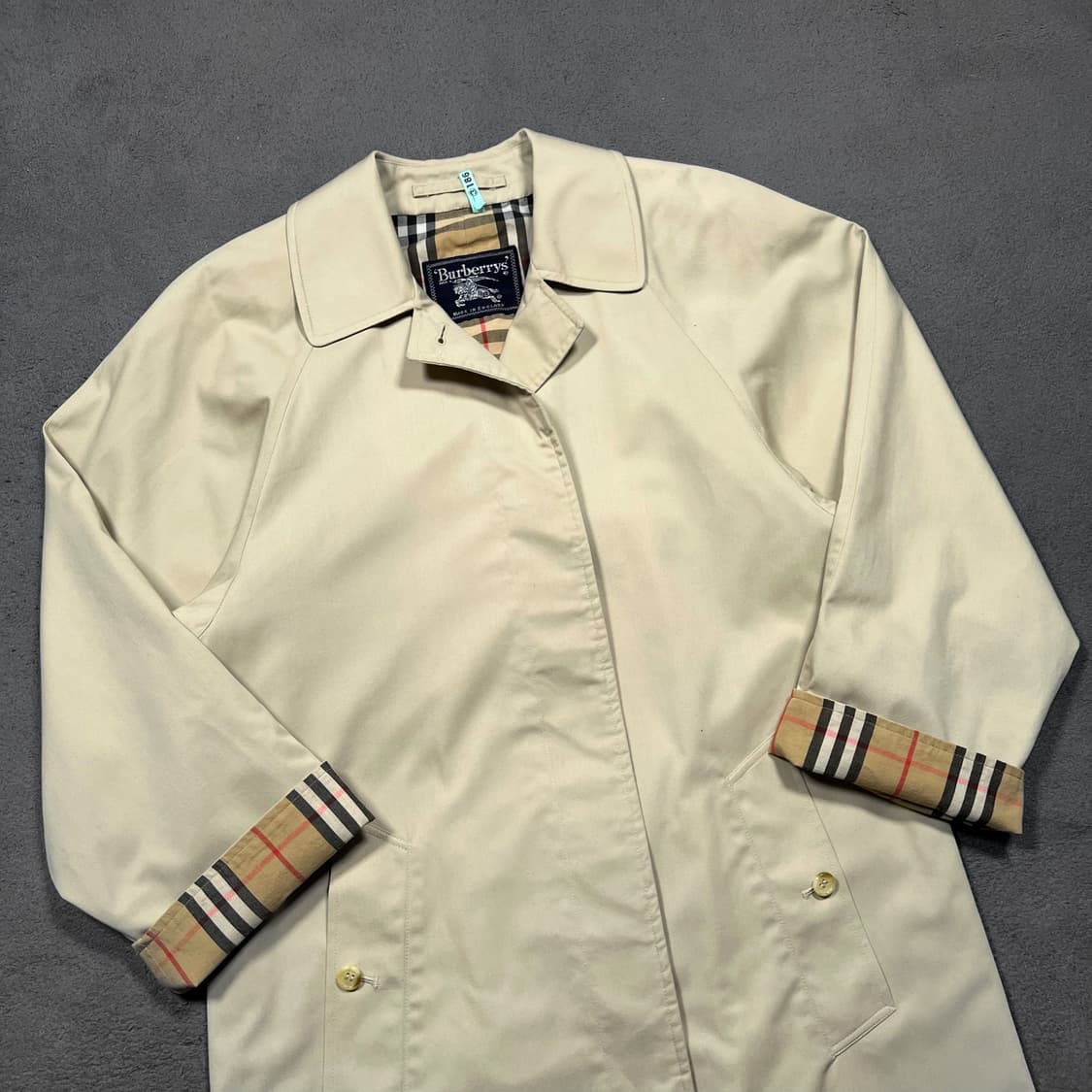 90's 버버리 싱글 베이지 트렌치 코트 상품이미지1