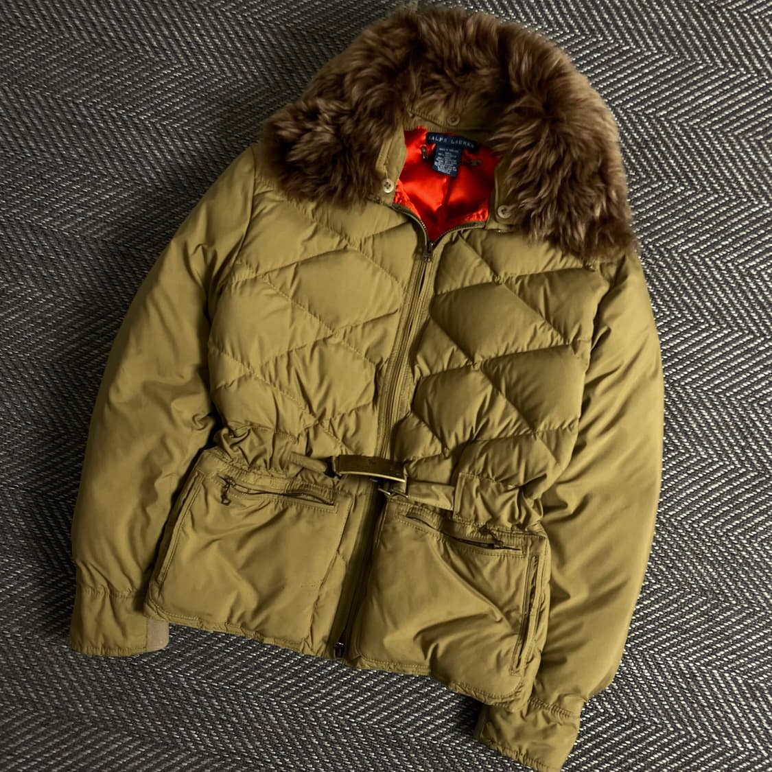 폴로 랄프로렌 우먼스 퀼팅 벨티드 라쿤 다운 패딩y 3006 상품이미지1