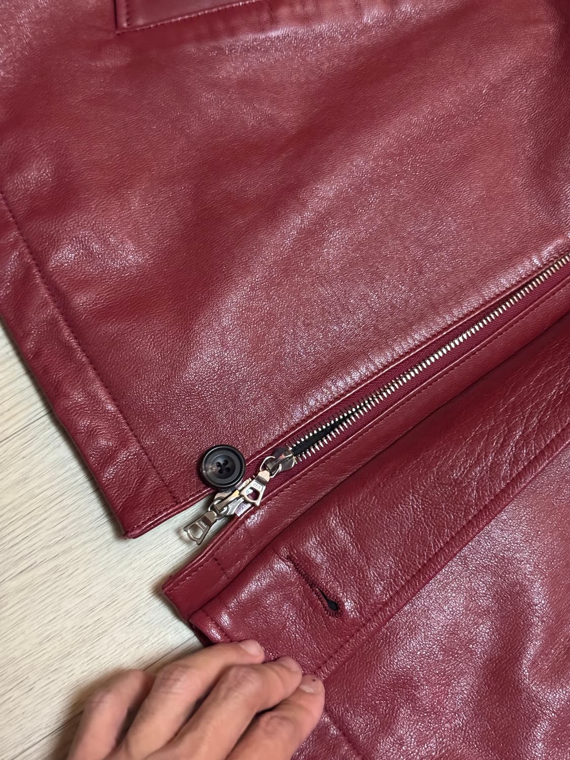 [L Size 체감] 슈타인 Stein 레더 카코트 자켓 고트스킨 레드 상품이미지7