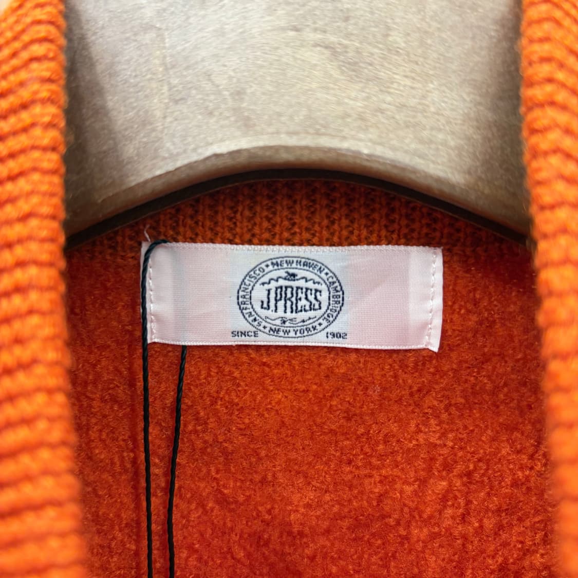 제이프레스 하이넥 울 니트 집업 가디건 숄더 라인 스티치 디테일 오렌지 상품이미지7