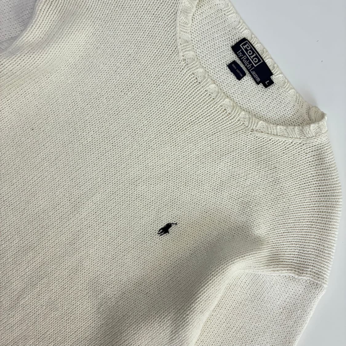 Polo 폴로 랄프로렌 90‘s 화이트 코튼라운드 니트 상품이미지3