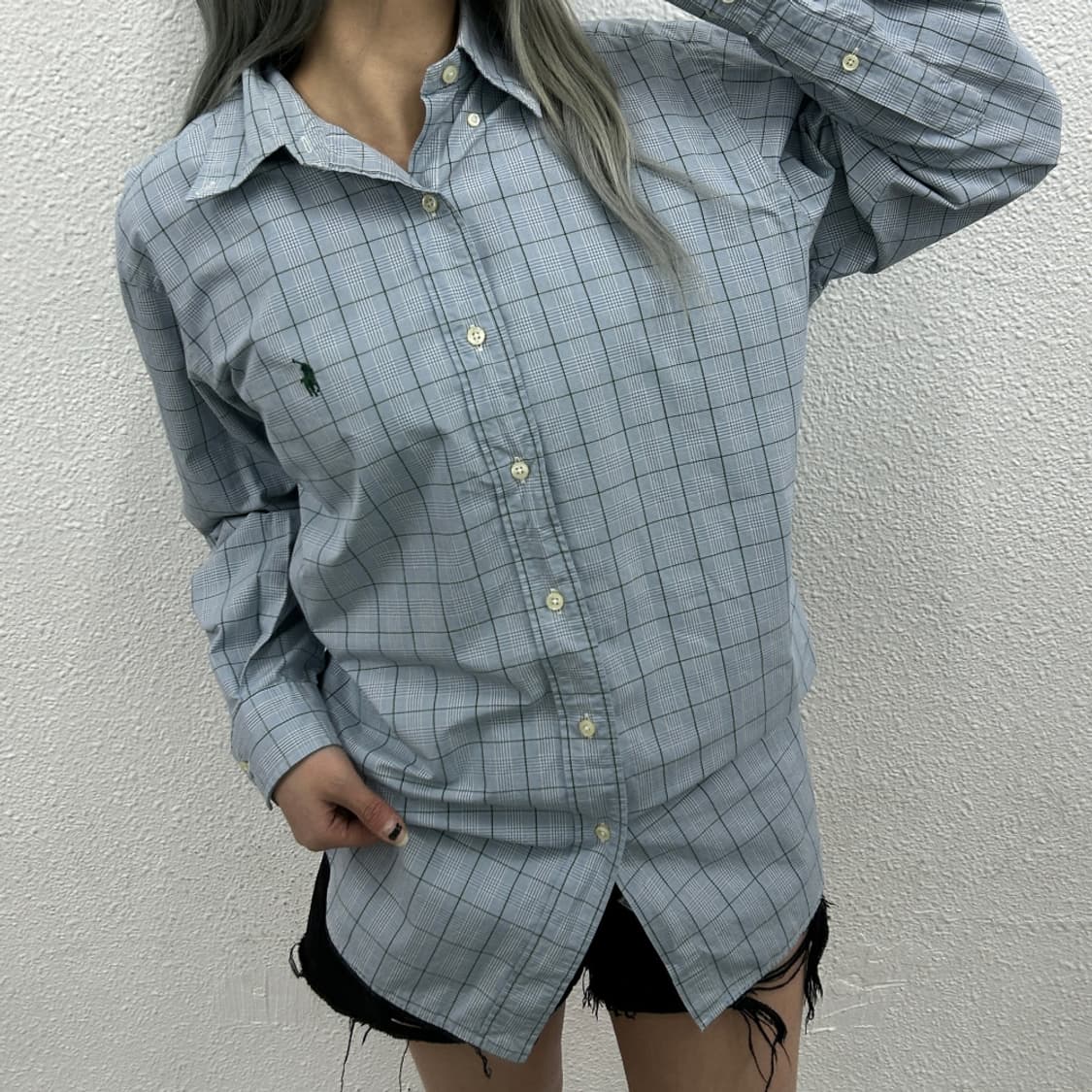 폴로 랄프로렌 딥그린포니 베이비소라 체크 셔츠 M 상품이미지1