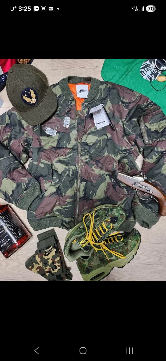 (새상품)NIKE 자켓 점퍼 카모플라주 바시티 패딩 나이키 블루종 상품이미지1