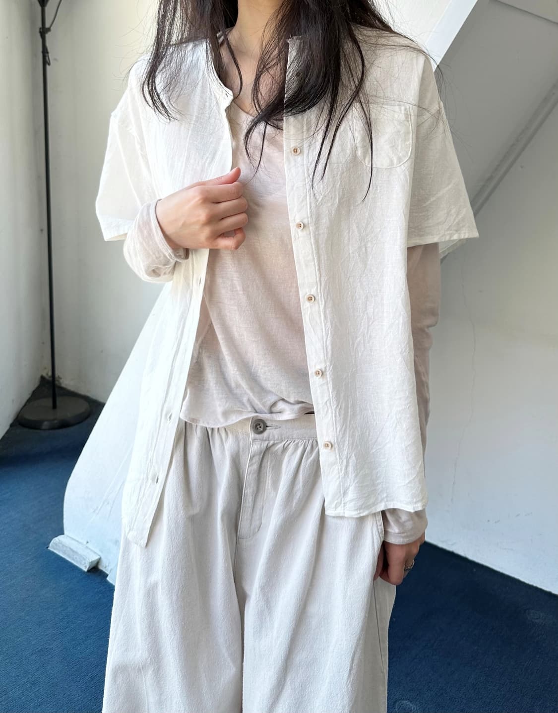 Cotton linen natural design shirt 상품이미지8