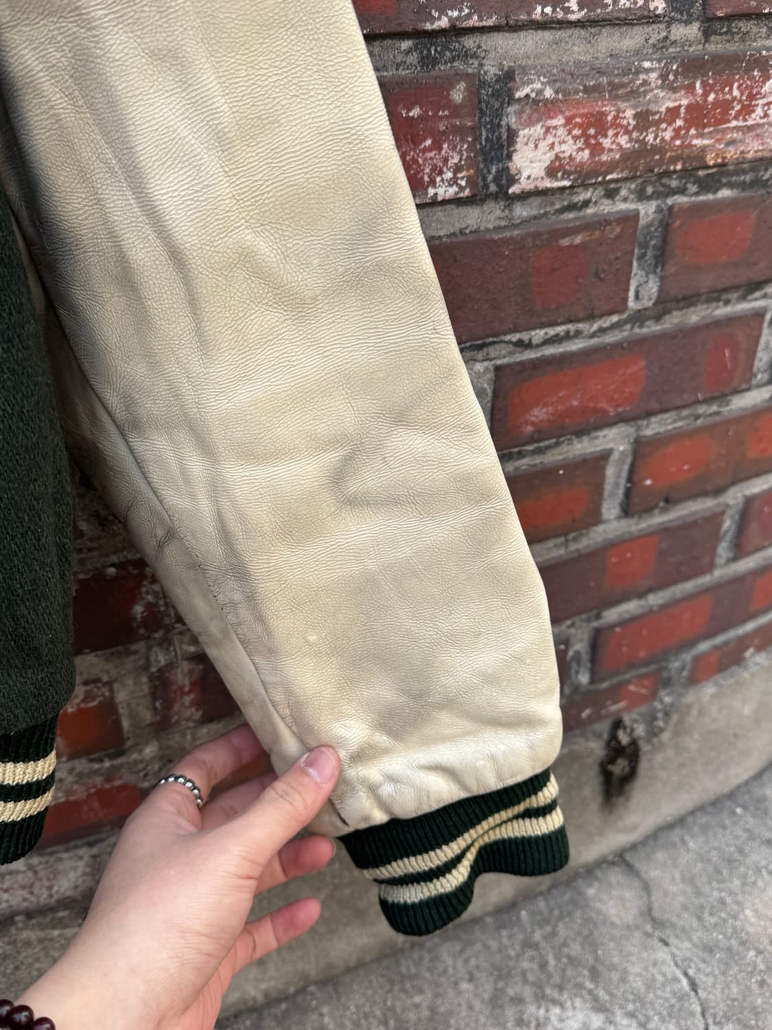 80s 캐치볼 소가죽 울 바시티자켓  상품이미지10