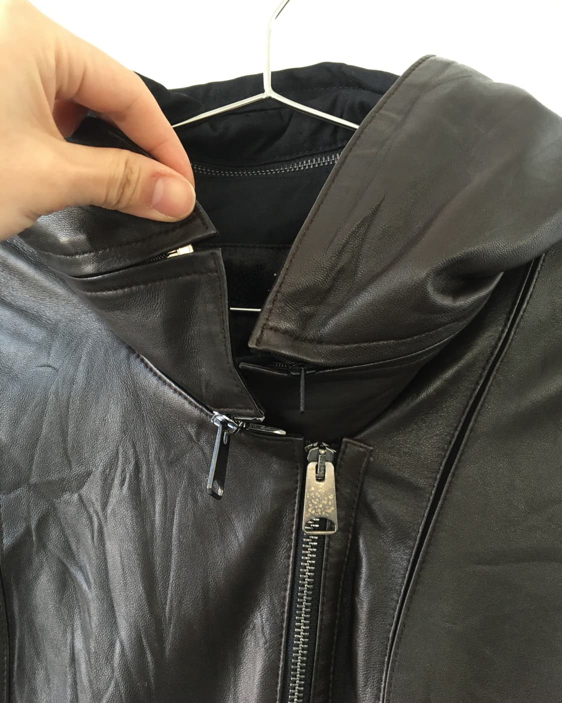 Lamb leather hood coat 상품이미지4