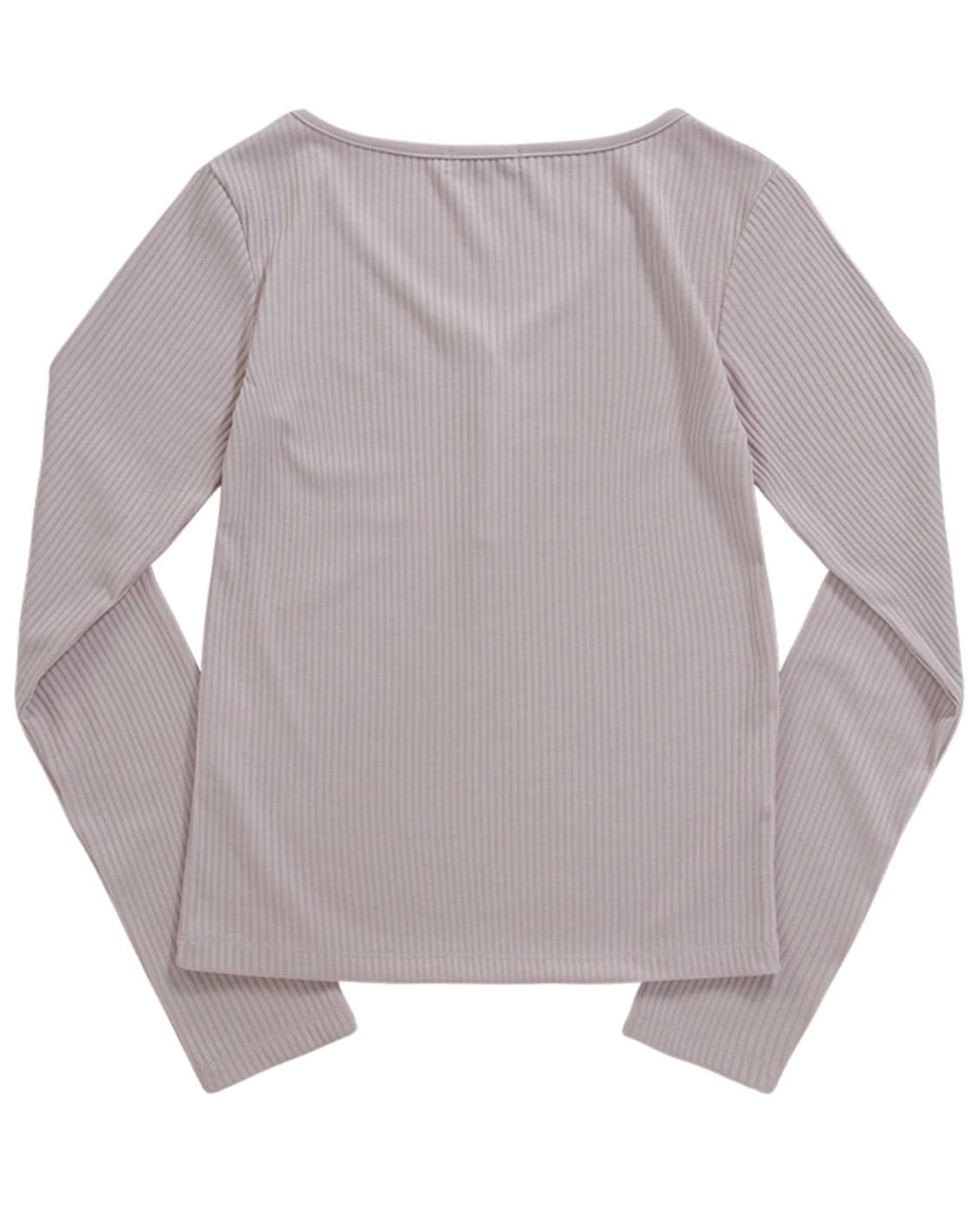 애즈온 WISH RIBBED BUTTON TEE / PINK 상품이미지2