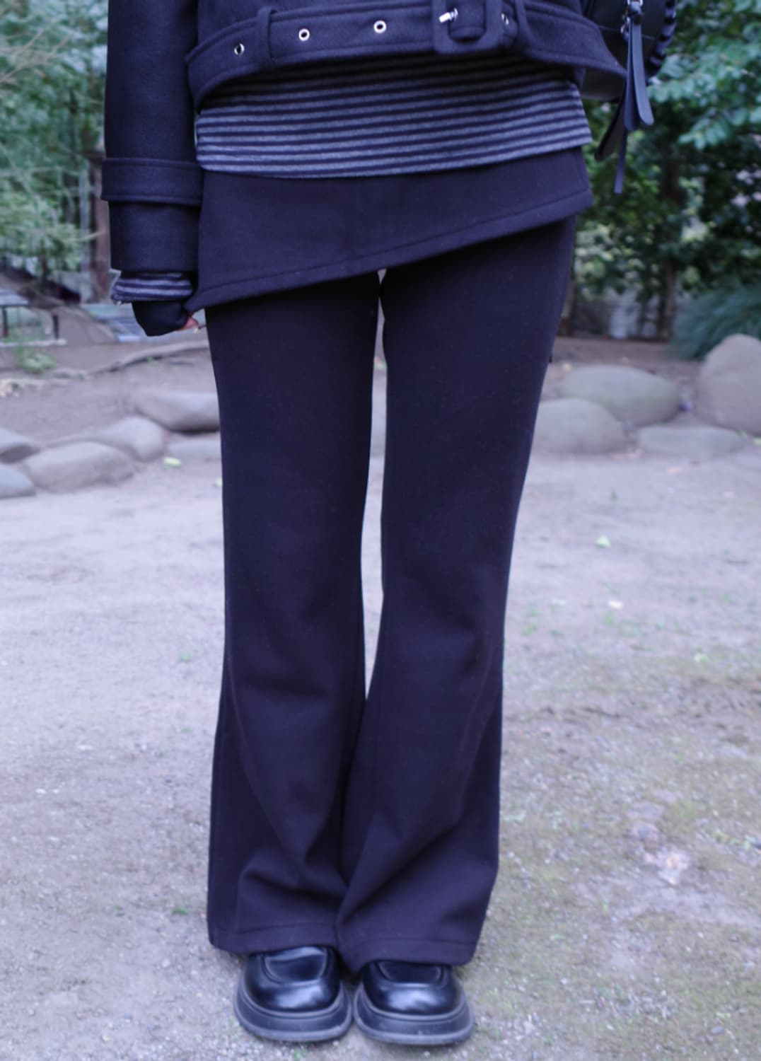 묘랑 기모 언발 스커트 팬츠 블랙 새상품 상품이미지1