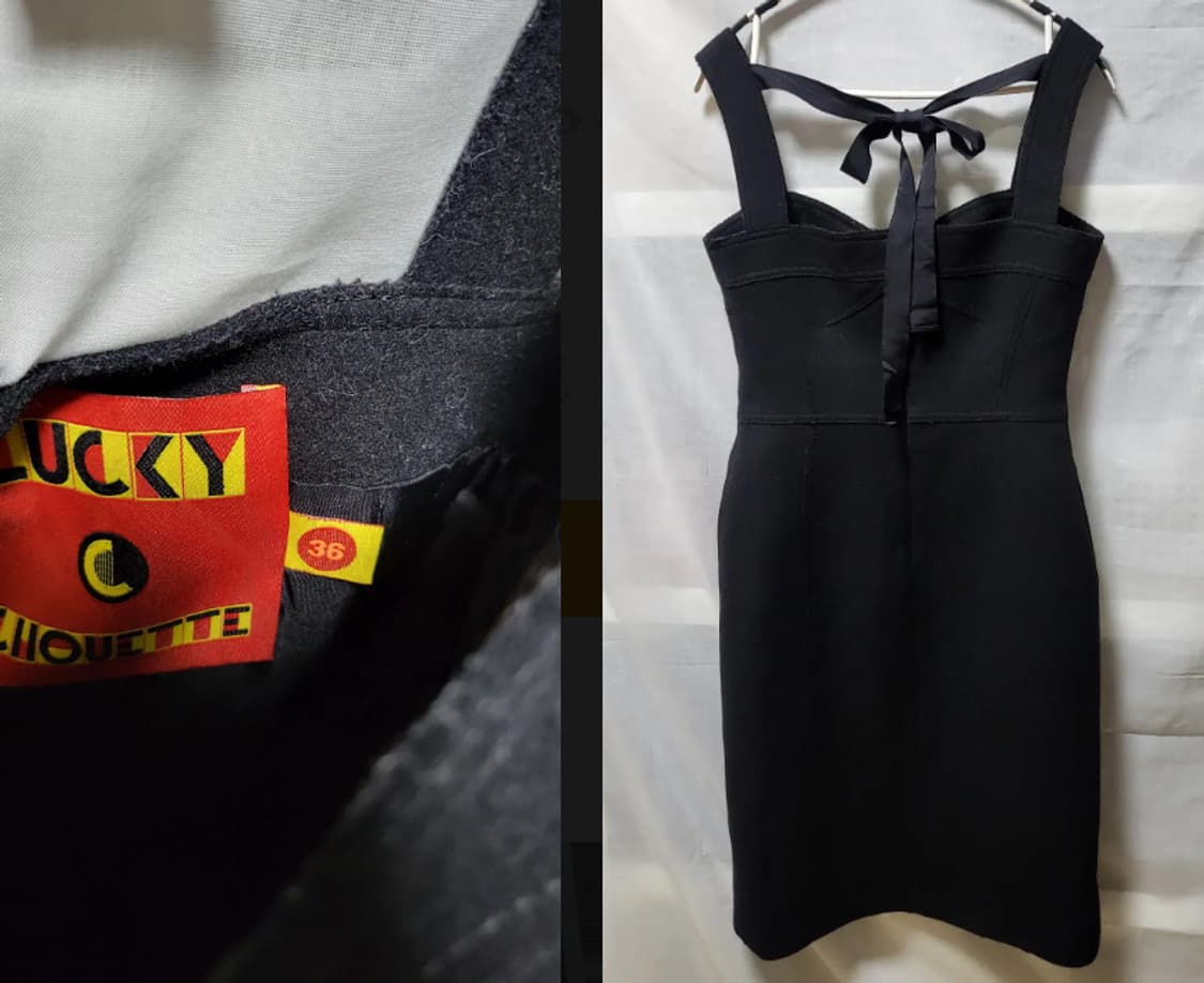 럭키슈에뜨 블랙 뷔스티에 미디 원피스 상품이미지2
