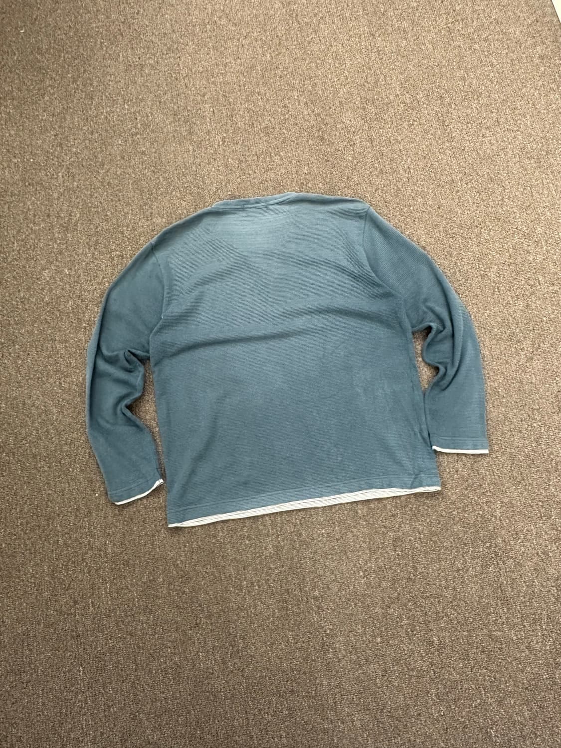 L)Steel vintage 블루 네이비 와플 헨리넥 롱슬리브 상품이미지5