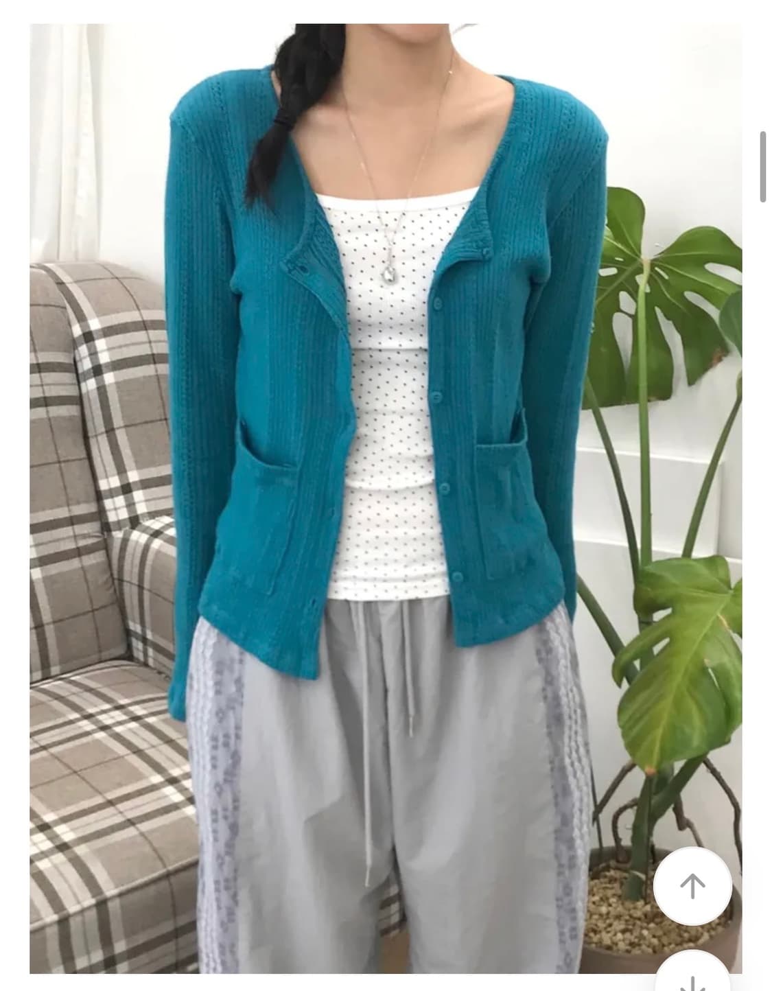 레티 펀칭 블루 라운드 가디건 파랑색 상품이미지2