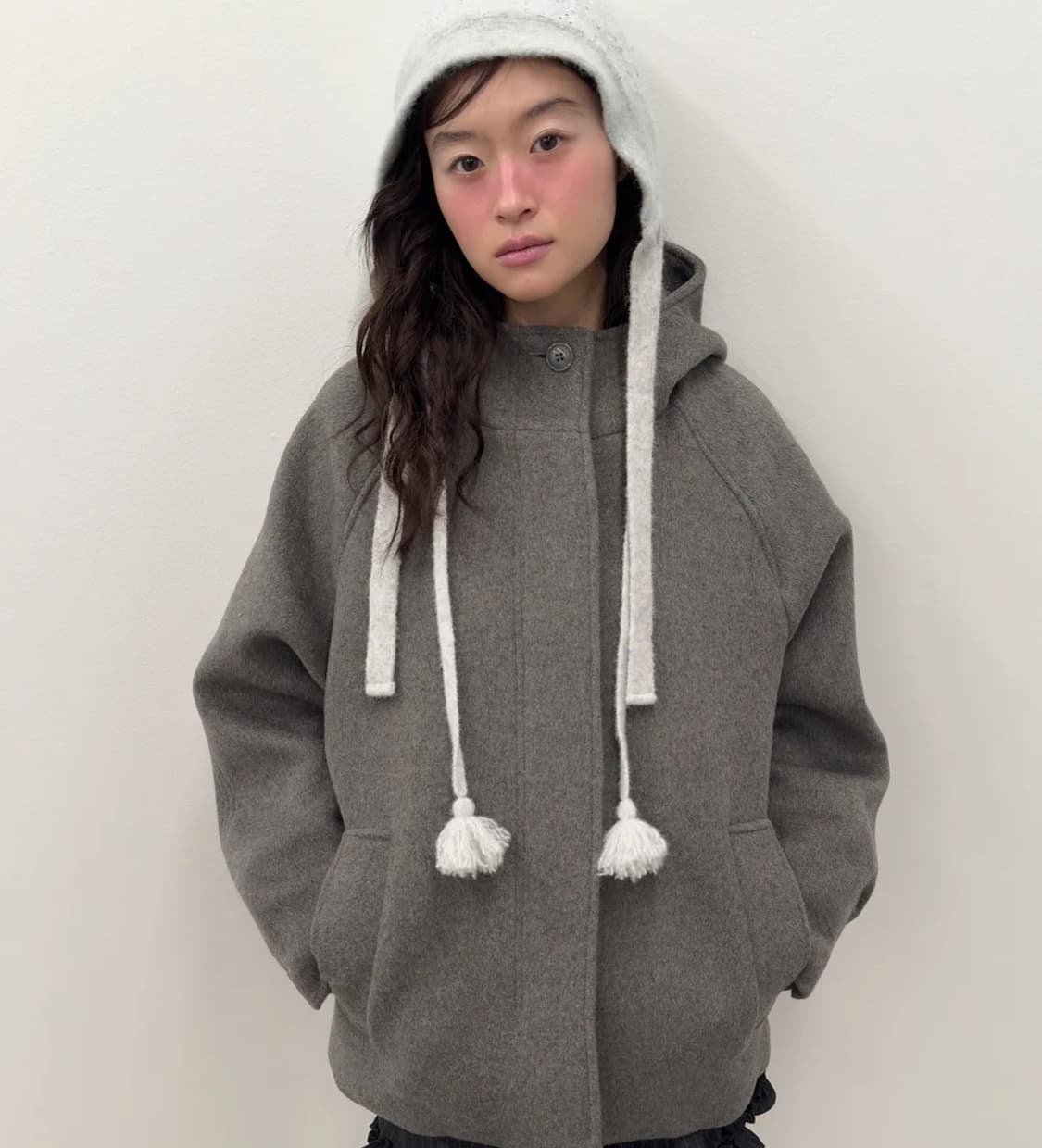 타입서비스 hooded half coat gray 상품이미지1