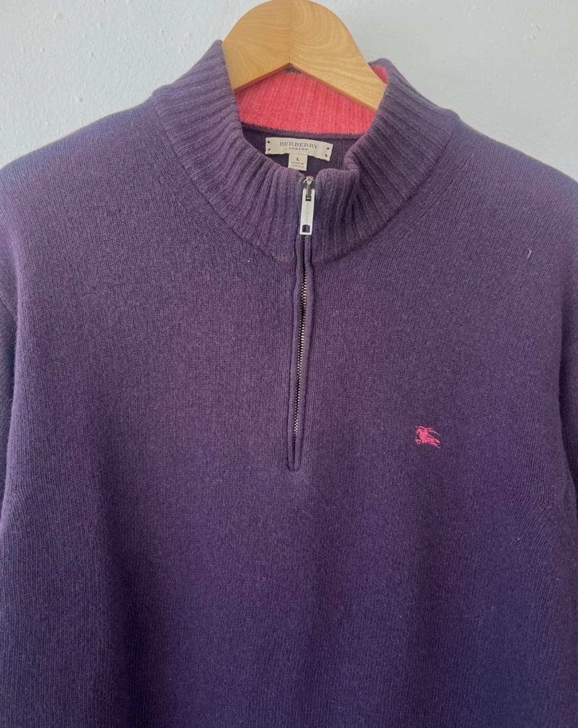 버버리 남성 퍼플 울 반집업니트
 상품이미지2