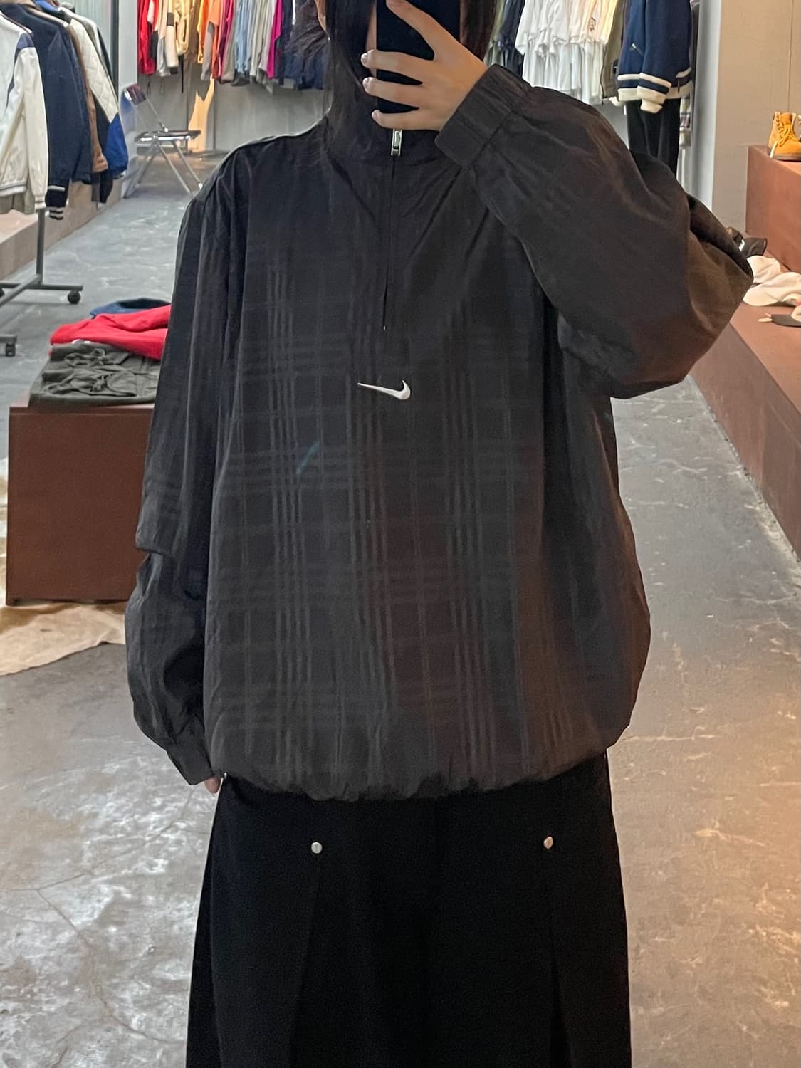 나이키 그레이 체크 아노락 웜업 H2291 상품이미지1