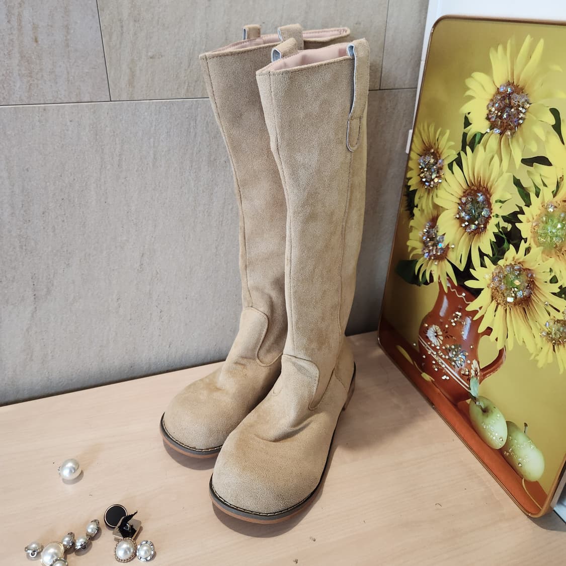 스웨이드 베이지 롱부츠 38 / 웨스턴 감성 / 240~245 상품이미지1